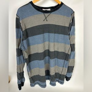 Counter Intelligence Men’s XL Grey‎ Blue Striped Thick Shirt Thin Sweatshirt